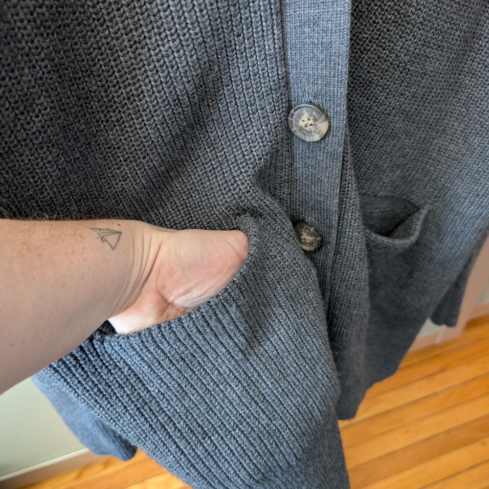 Banana Republic Washable Merino Blend Gray Button-Up Cardigan - Large - Picture 4 of 10